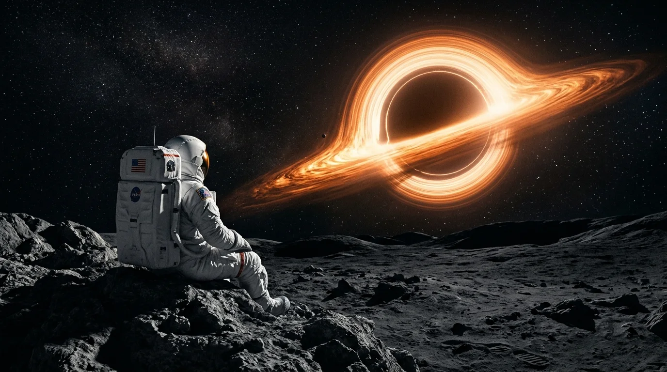 Astronauta mirando al agujero negro